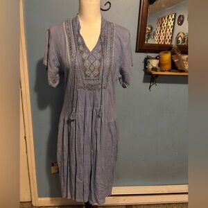 raya sun, Beaded, Linen Blend, BoHo Dress